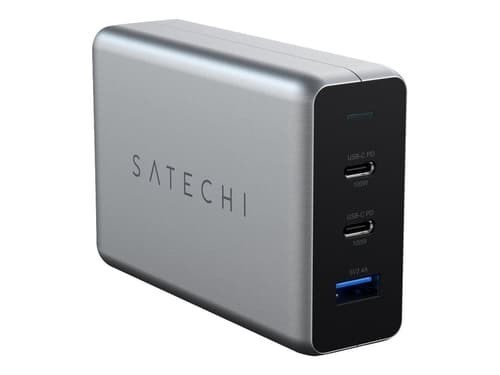 Satechi ST-TC100GM - 100W GaN Reseladdare Med Dubbla Usb-C Och USB-A-portar GRÅ