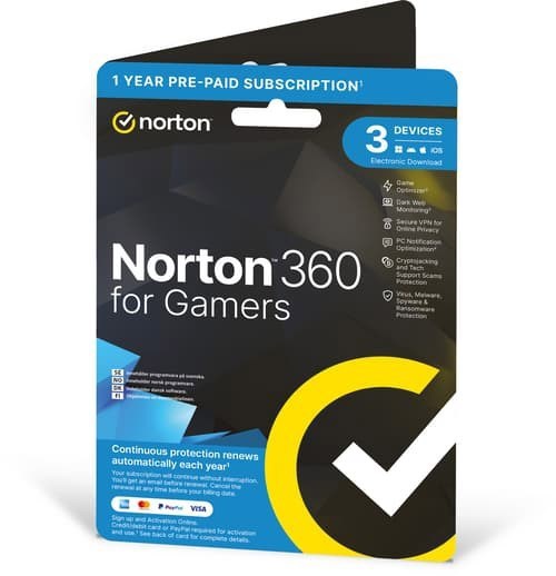 Norton 360 For Gamers 3 Enheter 1 ÅR