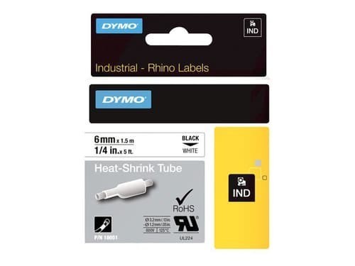 Dymo Tape RhinoPRO Krympslangk 6MM Svart/Vit