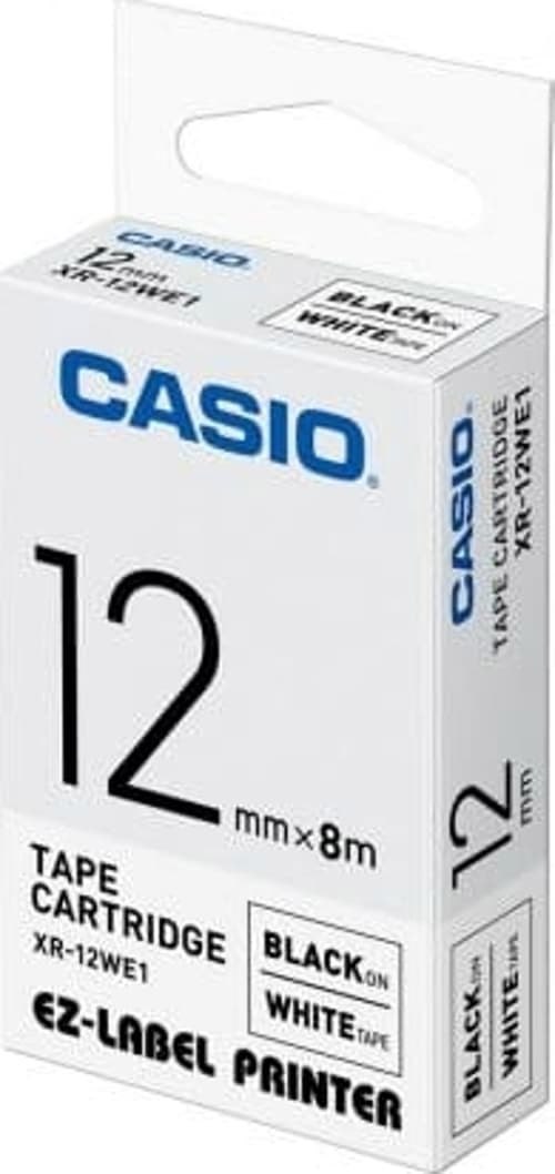 Casio Tape Xr-12Wes 12MM Svart/Vit