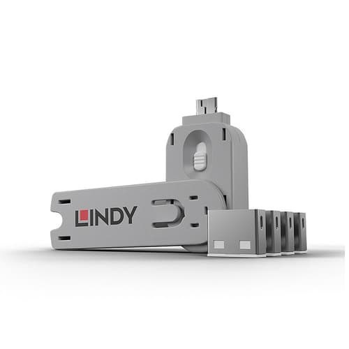 Lindy Port Blocker Usb Vit 4 LÅS En Nyckel