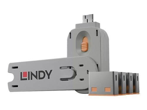 Lindy Port Blocker Usb Orange 4-Pack
