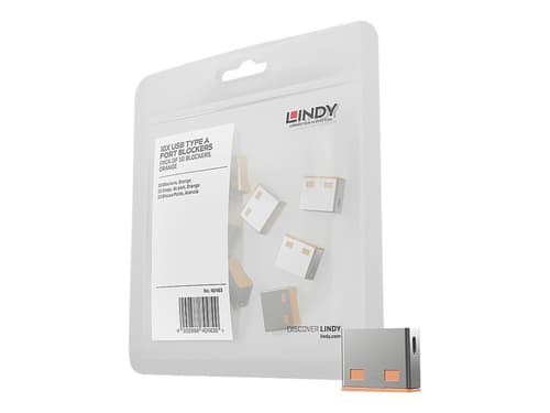 Lindy Usb Port Blocker Orange 10-Pack Utan Nyckel