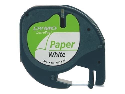 Dymo Tape LetraTag 12MM Papper Svart/Vit