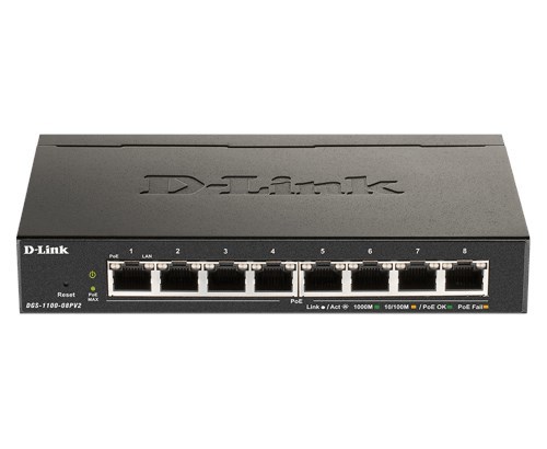 D-Link DGS-1100 DGS-1100-08PV2 8 Ports Manageable Ethernet Switch - Gigabit Ethernet - 1000Base-T