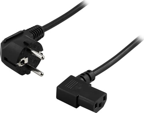 Deltaco Enhetskabel, Vinklad Cee 7/7 - Vinklad Iec C13, 0,2 M 0.2M Cee7/7 C13 Svart