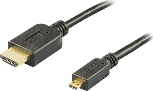 Deltaco HDMI-kabel, 1.4+E, 19-Pin ha-Micro 19-Pin Ha, 1080P, Svart, 5M 5M Hdmi Micro Hdmi Svart