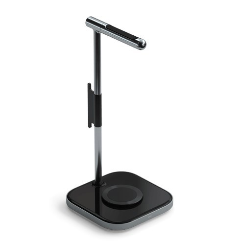 Satechi 2-In-1 Headphone Stand With Wireless Charger Silver, Svart Stativ Till Headset
