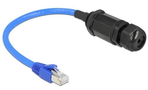 Delock Vattentät RJ45-koppling Ip68 RJ-45 Cat 6 0.25M BLÅ, Svart