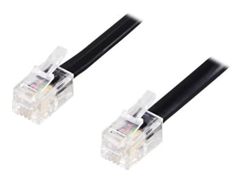 Delta Deltaco Modular Cable 4P4C RJ9/RJ10/RJ22 M-M 10M Black 10M RJ-11 RJ-10