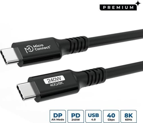 Microconnect 240W Usb4 2M Usb-C Usb-C Svart