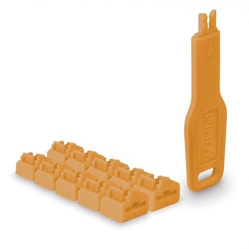 Lindy Port Blocker RJ45 Orange10-Pack + Key