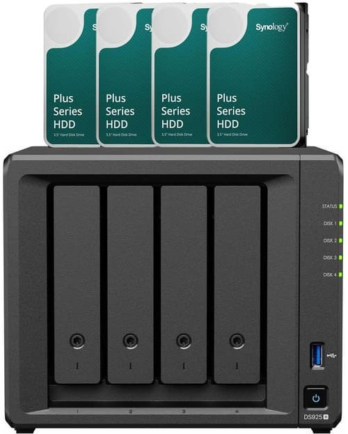 Synology DS925+ Med Fyra Förinstallerade 4TB-enheter (Totalt 16TB)