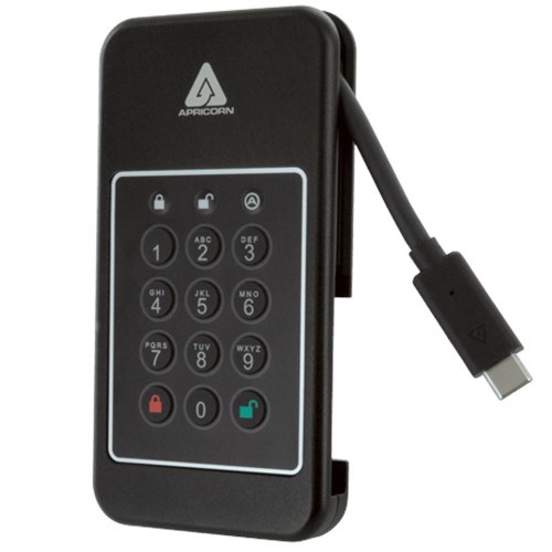 Apricorn Aegis NVX 1TB SSD Ruggedized Encrypted Usb-C Svart