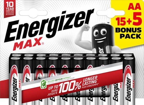 Energizer Max Alkaline Aa 15+5-Pack