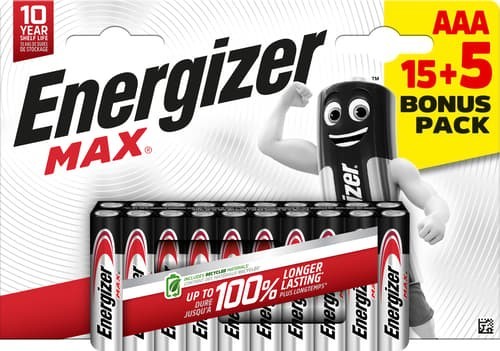 Energizer Max Alkaline Aaa 15+5-Pack
