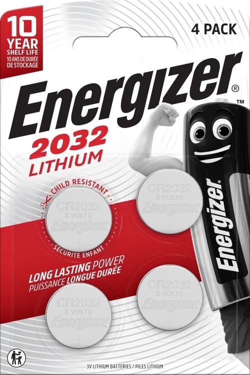 Energizer Knappecell Litium CR2032 3V 4-Pack