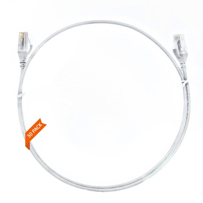 4Cabling 0.25M Cat 6 Ultra Thin LSZH Pack Of 50 Ethernet Network Cable. White