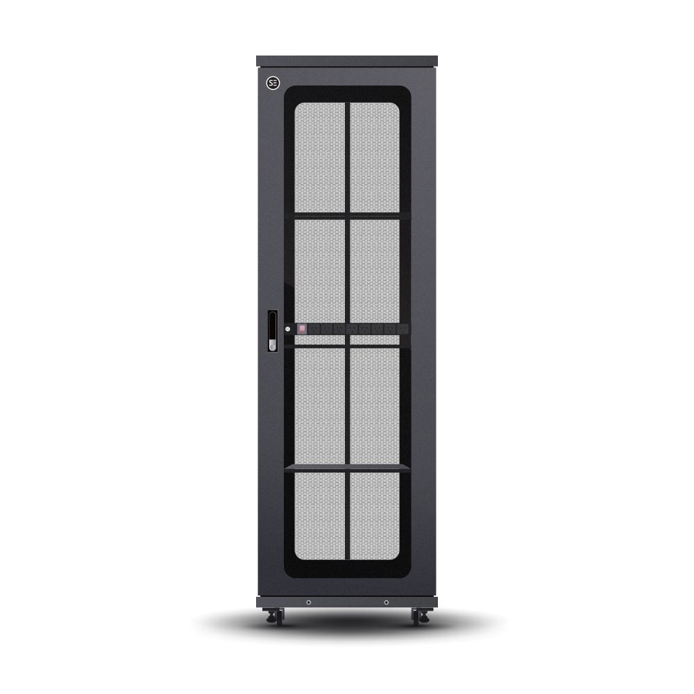 Serveredge 45Ru Fully Assembled Free Standing Server Cabinet - 600W X 1000D X 2188H Includes:Lockable Front Glass DoorLockable Dual Rear Mesh DoorsLockable Split Side Panels1 X 8 Way Pdu1 X 4 Way Fan