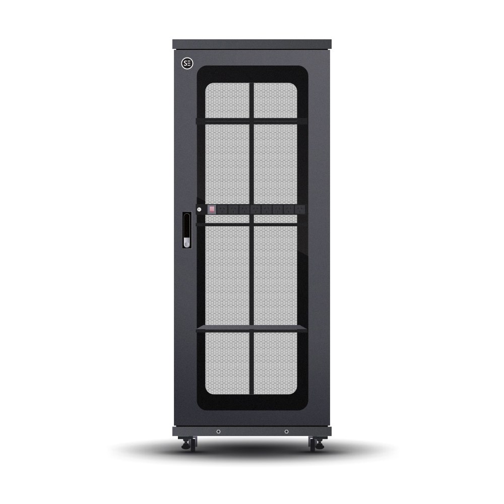 Serveredge 37Ru Fully Assembled Free Standing Server Cabinet - 600W X 600D X 1832H Includes:Lockable Front Glass DoorLockable Dual Rear Mesh DoorsLockable Side Panels1 X 8 Way Pdu1 X 2 Way Roof Mount