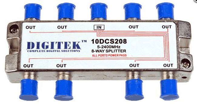 4Cabling 8 Way Splitter F Type 5-2400MHz All Ports Power Pass **DC Only**