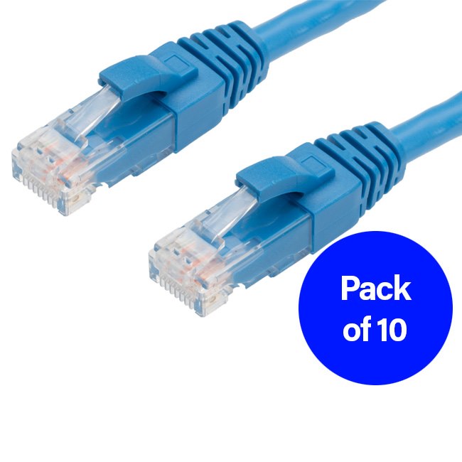 4Cabling 2M Cat6 RJ45-RJ45 Pack Of 10 Ethernet Network Cable. Blue