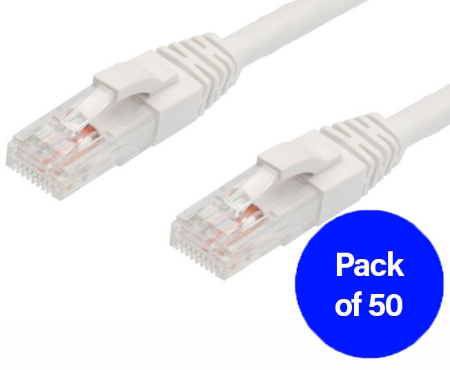 4Cabling 2M Cat6 RJ45-RJ45 Pack Of 50 Ethernet Network Cable. White