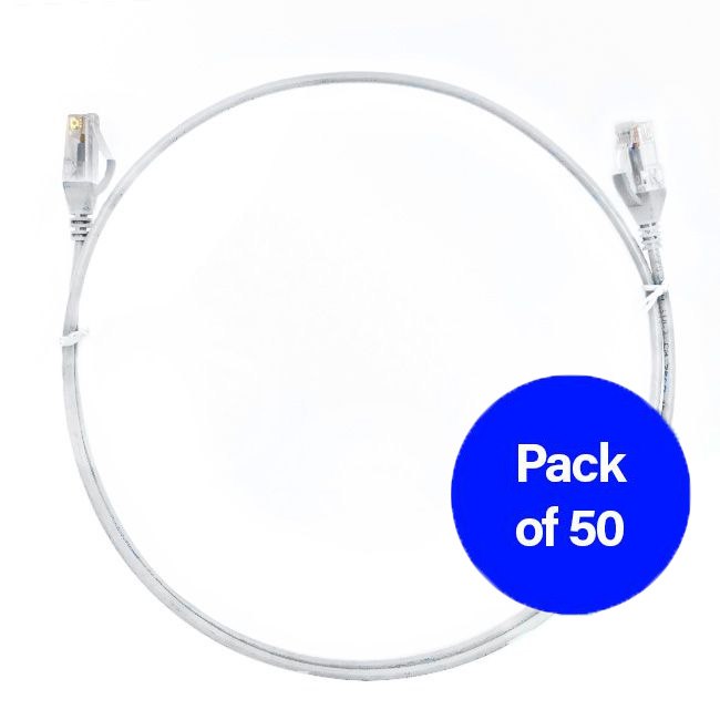 4Cabling 0.25M Cat 6 Ultra Thin LSZH Pack Of 50 Ethernet Network Cable. White