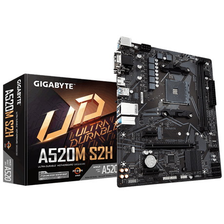 Gigabyte A520m S2H MB, Am4, 2xDDR4, 4xSATA, 1xM.2, Usb3.2 Gen1, Uatx, 3YR WTY