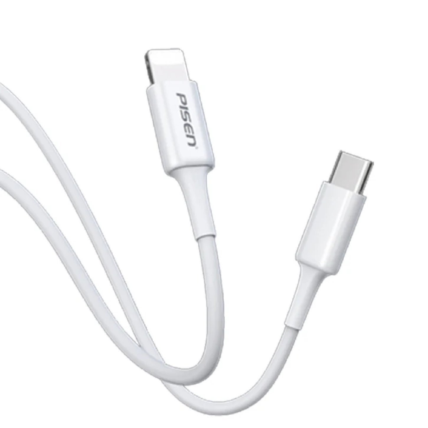 Pisen Lightning To Usb-C Cable (1M) White - Support Safe Charge 2.4A, Stretch-Resistant, Reinforced, Durable, Apple iPhone/iPad/MacBook