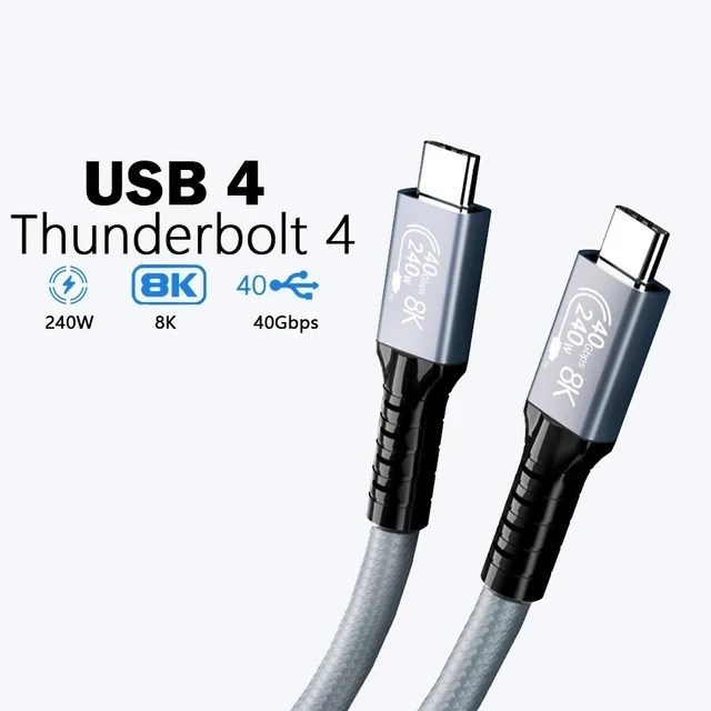 Pisen Generic BoostUp Thunderbolt 4 Usb-C To Usb-C Cable (1.8M) Black -Usb4 - 40Gbps,240W,8K/60Hz,4K Video Edit,Best For Laptop,iPhone, iPad,Samsung Galaxy