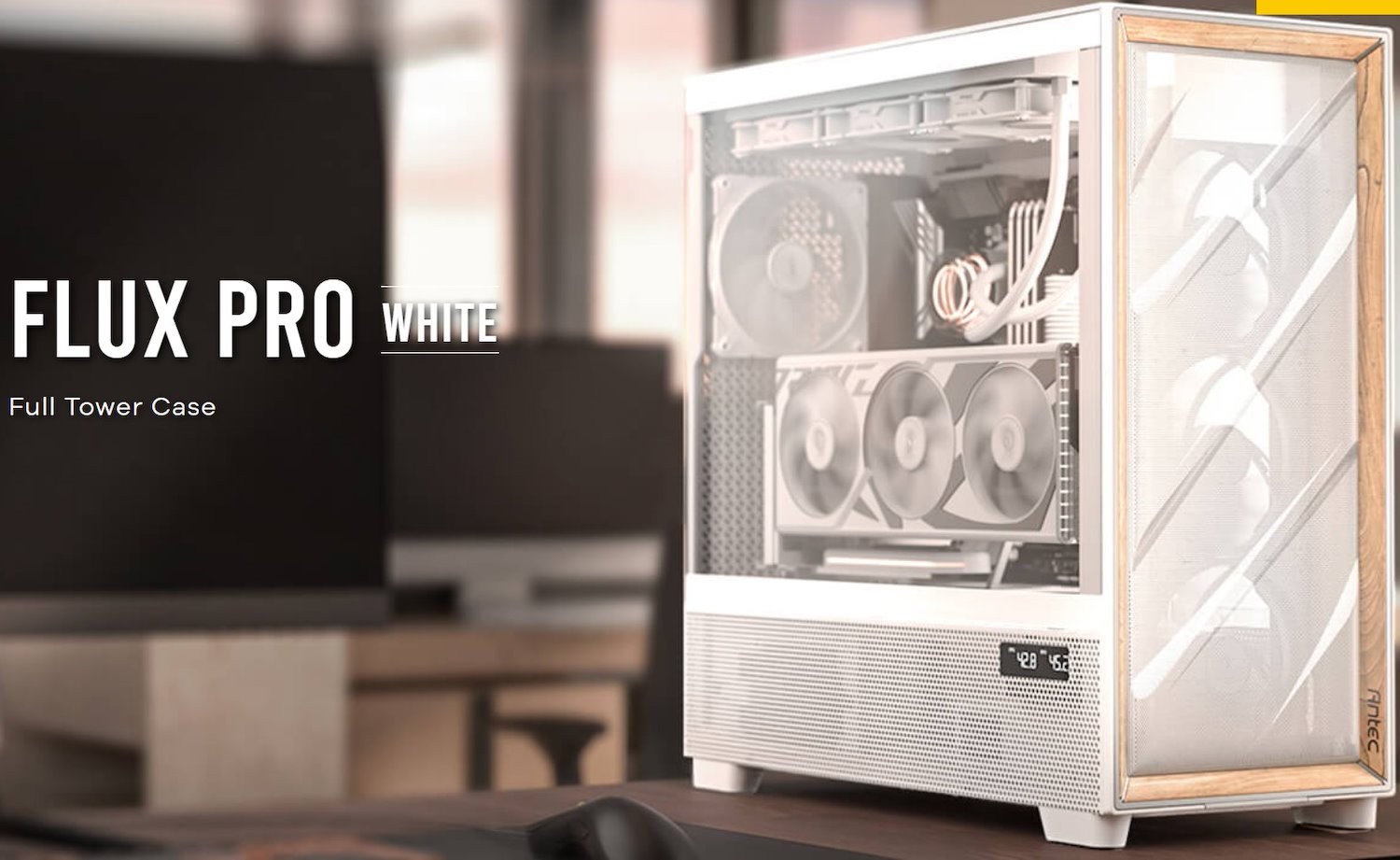 Antec Flux Pro, E-Atx Premium Birch, Iunity Temperature Display. Cpu And Gpu Led Display, 6X High Performance Fans, Argb PWN CTRL, Psu Shift Case