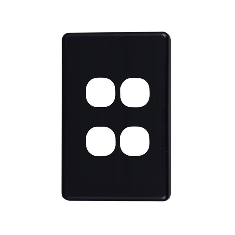 4Cabling 4C | Classic 4 Gang Switch Polycarbonate Cover Plate - Black Colour