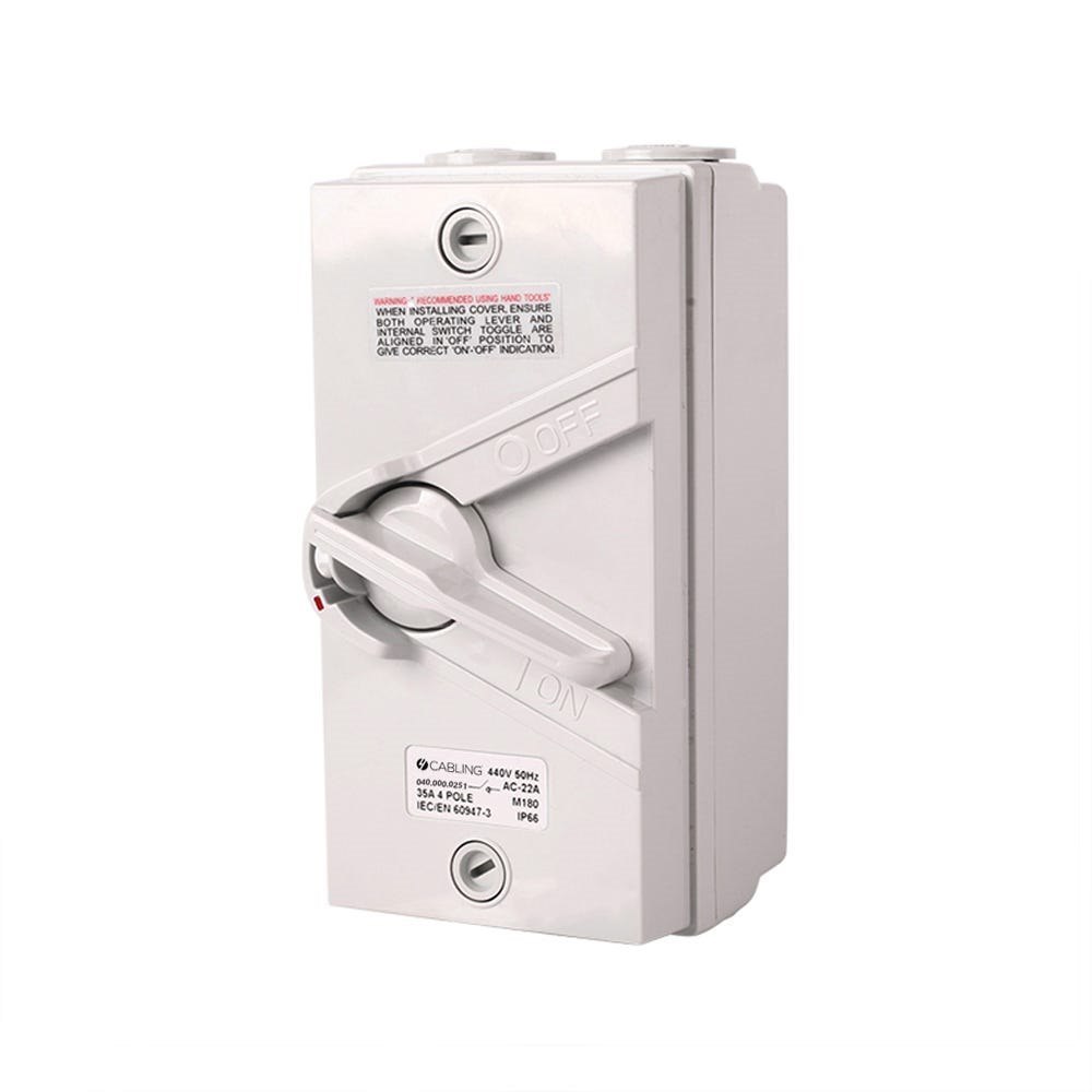 4Cabling 4C | Weatherproof Isolator 4 Pole 440V 35A Ip66