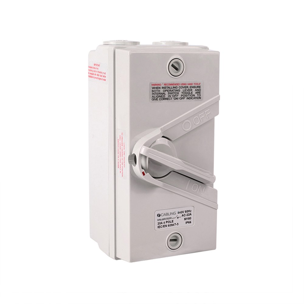 4Cabling 4C | Weatherproof Isolator 4 Pole 440V  20A Ip66