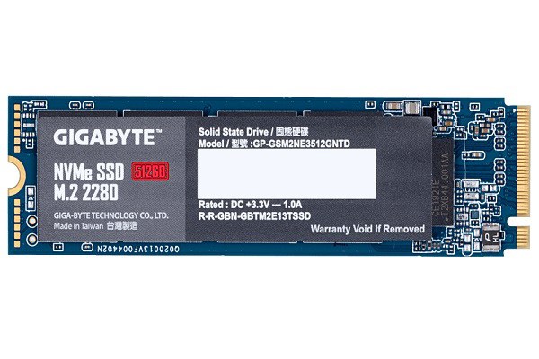 Gigabyte 512GB NVMe SSD, M.2 PCIe, Up To Read 1700 MB/s, Write 1550 MB/s, 800TBW, 5YR WTY