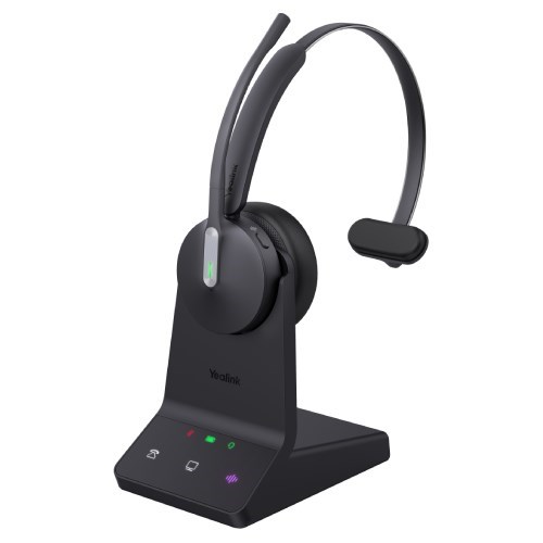 Yealink WH64 Over-the-Head Monaural DECT Wireless Headset w/ Charging Stand