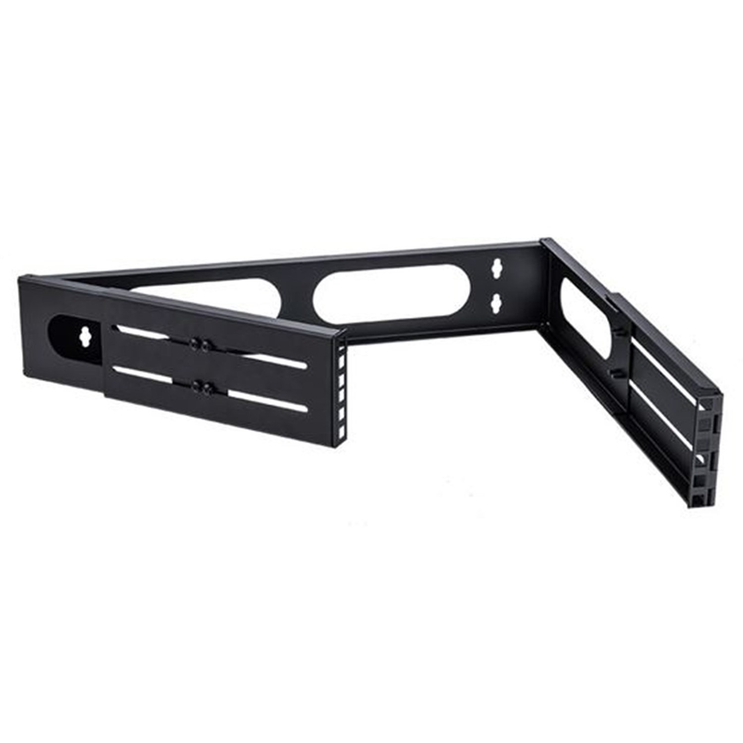 Dynamix 2Ru 19' Wall Mount Foldable Bracket. Includes Top & Bottom Covers. Adjustable Depth Up To 400MM. Max Load 12Kgs. Dimensions 494X92 (WxH). Adjustable Arms 236 To 400MM. Colour Black.