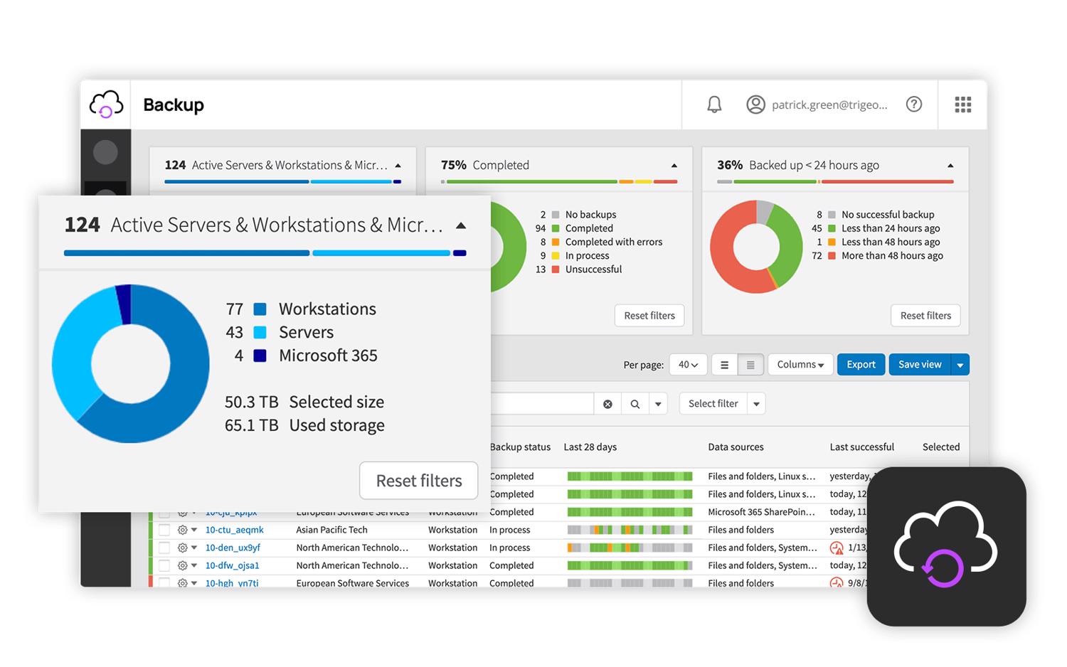 Cove Data Protection - Physical Server Backup to Cloud with 28 Day Retention - 1Tb Data Allowance