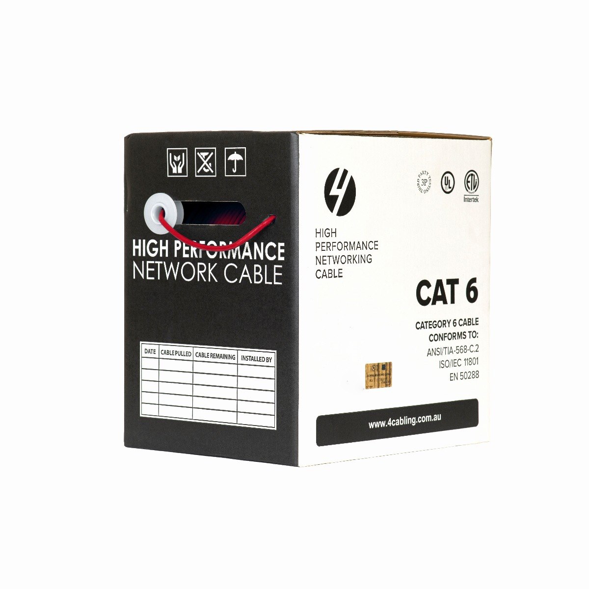 4Cabling Cat6 Ethernet 305M Cable Reel Box. Utp Lan Cable With Solid Conductor. Red