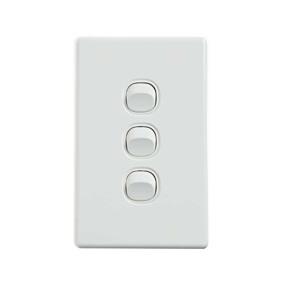4Cabling 4C | Elegant Wall Switch 3 Gang 250V 16A - Vertical