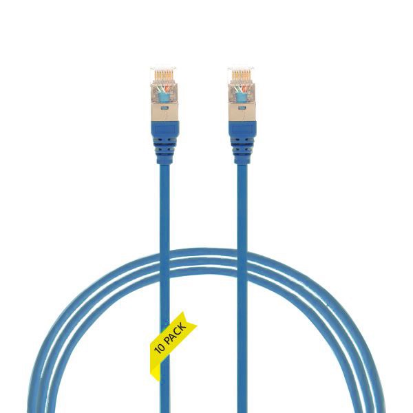 4Cabling 0.5M Cat 6A RJ45 S/FTP Thin LSZH 30 Awg Pack Of 10 Network Cable. Blue
