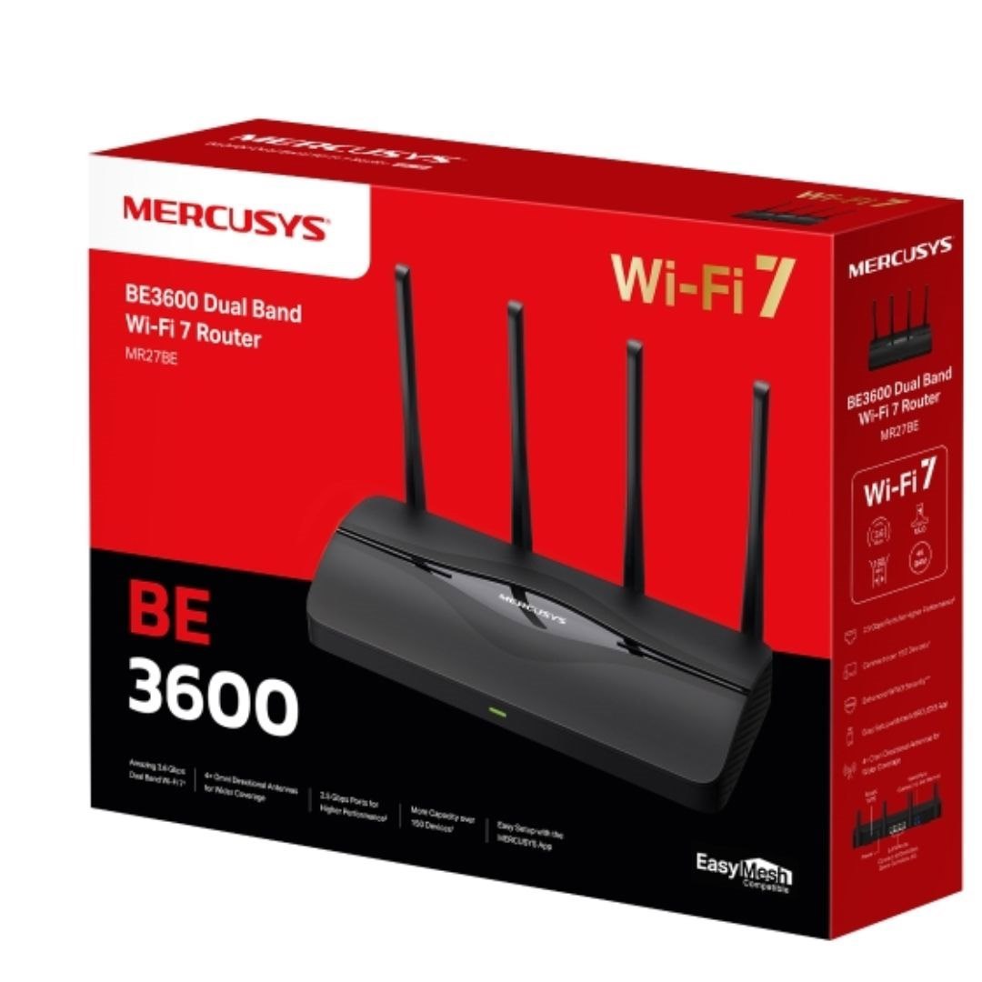 Tp-Link Mercusys Be3600 Wi-Fi 7 Dual-Band Router, 2.5GbE Wan(1), 2.5GbE Lan(1), GbE(1),2YR