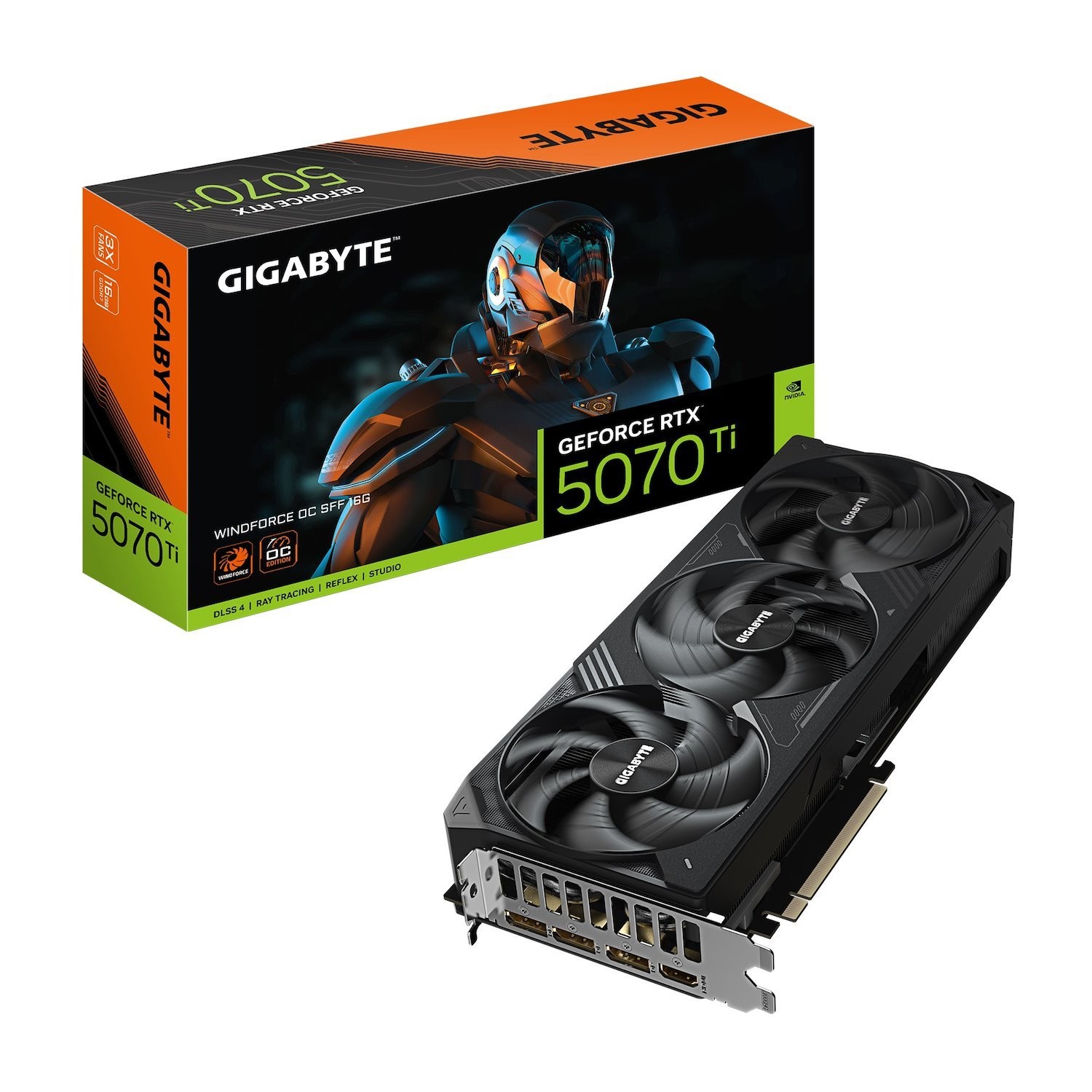 Gigabyte GeForce RTX 5070 Ti Windforce Oc SFF 16GB; GDDR7 256Bit Memory Interface; Windforce Cooling System; Core Clock 2497 MHz