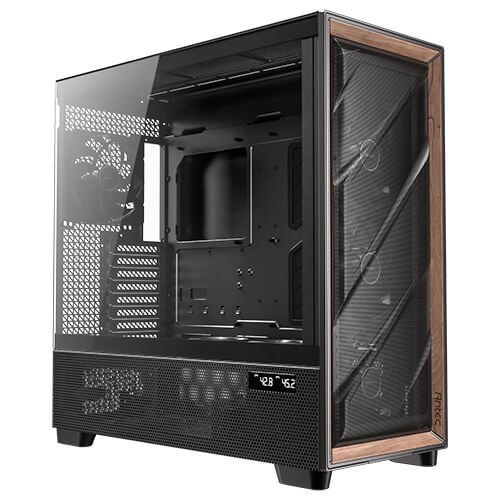 Antec Flux Pro, E-Atx, Premium Walnut, Iunity Temperature Disp. Cpu And Gpu Led Display, 6X High Performance Fans, Argb PWN CTRL, Psu Shift, Case