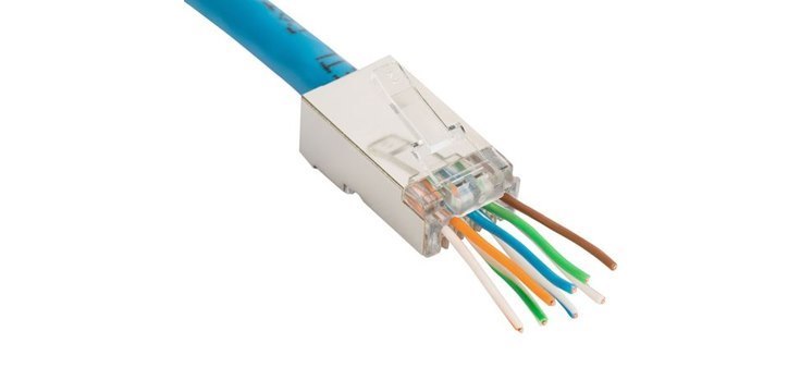 Dynamix Cat6 STP Internal Ground Push Through Plug, 50 U" 20PC Pack. For Solid & Stranded Cable, 3 Prong, Max Conductor Size : 1.15MM.