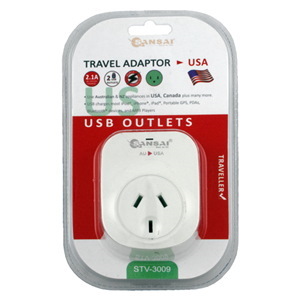 Sansai Outbound Usb Travel Adapter - Nz/Au To Usa Plug