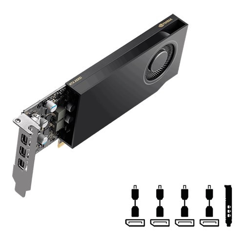 PNY Technologies Nvidia Quadro RTX A1000 8GB DDR6 Pcie Graphics Card 4*Mini DP