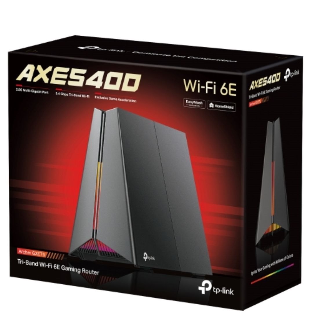 TP-Link Archer Gxe75 Axe5400 Tri-Band Wi-Fi 6E Gaming Router, 574 MBPS At 2.4 GHz + 2402 MBPS At 5 GHz + 2402 MBPS At 6 GHz