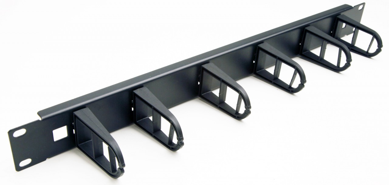 4Cabling 1RU 19" Cable Management Rail | 5 Plastic Ring